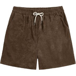 شورت قصير للرجال ذو ساق مستقيمة برباط خصر وربطة أمامية، شورت أمامي مسطح مع جيب in Kuwait