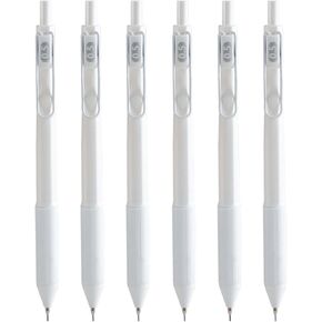 6 Pcs Mechanical Pencils 0.5mm White Mechanical Pencil Writing Pencils School Pencil for Kids Students Girls Women Men (White)