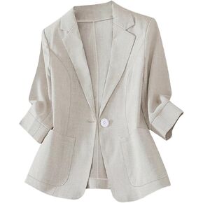 Floerns Women's Casual Single Breast 3/4 Sleeve Lightweight Work Blazer Jacket in Kuwait