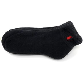 Ralph Lauren Polo Classic Sport 6 Pack half Cushioned sole Men's Socks (Black with Red Horse)