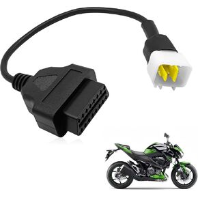 Motorcycle 6Pin OBD OBD2 Diagnostic Adapter, 6pin to 16pin OBD Diagnostic Tool Cable Connector Compatible with Z900RS/Z800/Z900/Z1000/ZX10R/ZX14R/H2, Motorbike Diagnosis Connector