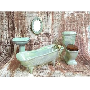Dollhouse Furniture Miniature Bathroom Accessories Set 4PCS-1:12 Scale (Light Green)