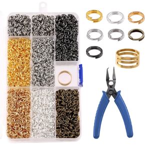 Tanstic 3502Pcs Split Jump Rings Set, 1/4" 7 Colors Double Closed Jump Rings Double Loop Jump Rings with Jump Loop Opener and Split Ring Pliers for DIY Necklace Bracelet Craft Making
