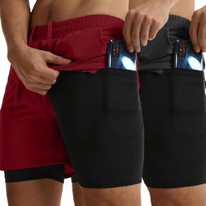 ATTBEA Mens 2 in 1 Workout Running Shorts Quick Dry Lightweight Gym Athletic Shorts with Pockets in Kuwait