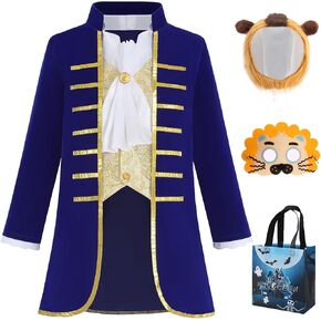 SZ-TONDA Boys Beast Costume - Kids Prince Charming Dress up Colonial Cosplay Halloween Party Royal King Outfit Blue