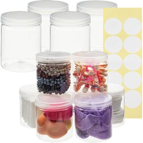 8 oz Storage Containers with Lids for Slime, Plastic Containers for DIY Crafts Storage (10 Pack)
