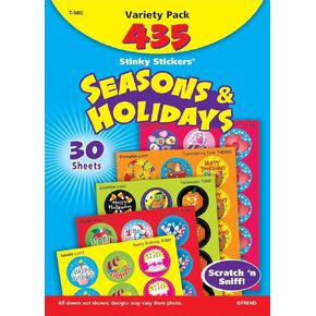 TREND enterprises, Inc. T-580 Seasons & Holidays Stinky Stickers Variety Pack, 435/Pack