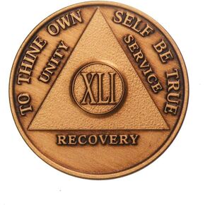 41 Year AA Medallion Traditional Bronze Raised Center Sobriety Chip