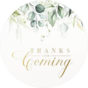 Mobiusea Creation Thank You for Coming Stickers | 2 inch | Gold Foil | 60pcs Waterproof Greenery Thank You Stickers Wedding Labels for Wedding, Bridal Shower, Birthday, Baby Shower, Party Gift Bags