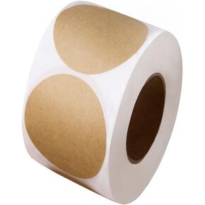 1.5" Natural Brown Kraft Stickers (500 Per Roll) - Round Blank Stickers (Permanent Adhesive) for Store Owners, Crafts, Organizing, Jar and Canning Labels (Brown 1.5")