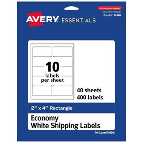 Avery Matte White Rectangle Labels, 2" x 4" Labels, 400 Printable Labels Total, Great for Product Labels, Barcode Labels, Candle Labels, Price Tag Labels, Thank You Labels, and More