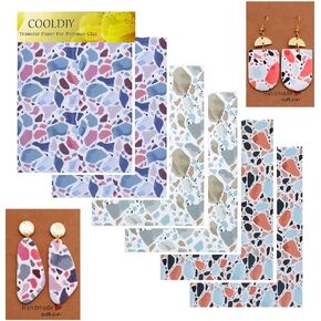 Creative Clay Transfer Paper Stone Patterns for Earring and Jewelry Crafting Transfer Sheets for Polymer Clay- Pack of 6 Sheets (Style 4)