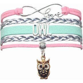 HCChanshi Owl Bracelet Cuff Infinity Love Cute Owl Gifts Owl Jewelry Bracelet Gifts For Owl lovers, Owl Teacher Gifts, Owl Friendship Gifts