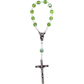 Vatican Imports 4mm Crystal Simple One Decade Rosary | Italian Crystal Glass Beads | Christian Jewelry (Light Green)