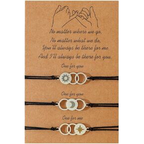 Lnnmomn 3 Pcs Pinky Promise Distance Matching Bracelets Friendship Sister Jewelry Gift for Best Friend Daughters Family Besties Sisters