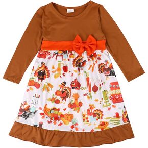 فستان للفتيات الصغيرات لعيد الهالوين لعيد الشكر مطبوع عليه شبح الخفافيش من الأسفل فستان كاجوال ملابس من 1 إلى 8 سنوات in Kuwait