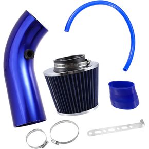 3 Inch Universal Cold Air Intake Pipe Kit Aluminum Alloy Air Filter Induction Flow Hose Pipe with Air Filter Blue Auto Accessories