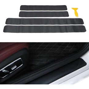 4 PCS Car Carbon Fiber Door Sill Sticker, Door Anti-Scratch Strip, Door Pedal Protector, Suitable for Most Cars (Black)
