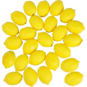 Notakia 25 Artificial Lemons Artificial Fruits Fake Lemons Lifelike Lemonade Simulation Party Kitchen Table Summer Decorations Vase Filler Photographic Props (25 Pcs Yellow Lemons)
