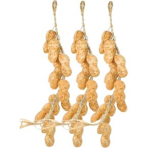 3 Pack Artificial Peanut Strings, Fake Peanut Skewers Hanging Ornaments Simulation Fake Vegetables for Home Kitchen Farm Party Wall Decoration Photo Props (Light Yellow)