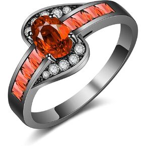 14K Black Gold Plated Statement Ring, Crystal Silver Band Rings Promise Rings for Women Jewelry Gifts - Purple/Red Cubic Zirconia emo Ring - Mothers Day Gifts in Kuwait