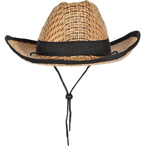 Beistle Wild West Theme Western Cowboy Hat With Black Trim & Band, Adjustable Chin Strap, Costume Headwear, Celebrating With You Since 1900