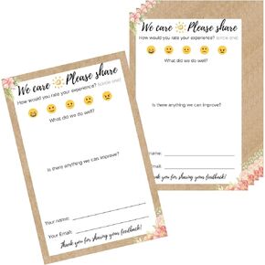 50 Suggestion Cards Comment Cards Airbnb Essentials for Hosts Restaurant Supplies Guest Review Cards Business Review Cards Suggestion Box Cards Kraft Style