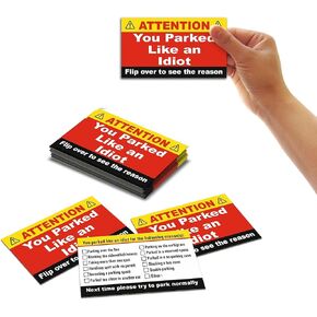 Business Cards (Pack Of 100) Bad Parking Cards, You Parked Like An Idiot Cards - Idiot Parking Cards Size 3.5"x2" 'You Suck At Parking' Cards