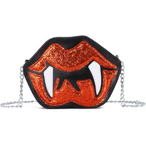 Oweisong Novelty Halloween Purse for Women Fun Shaped Lip Shoulder Bag Devil Handbag Ghost Crossbody Bag