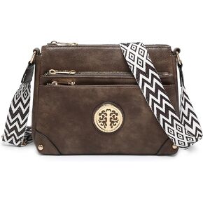 Dasein Crossbody Purses for Women Trendy Multi Pockets Shoulder Bag Medium Handbags with Guitar Strap