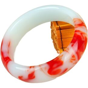 Genuine Natural Color Jade Bangle Red White Bracelet Charm Jewellery Fashion Accessories Carved Amulet Gifts for Women Her Men (Gem Color : 62-64mm)