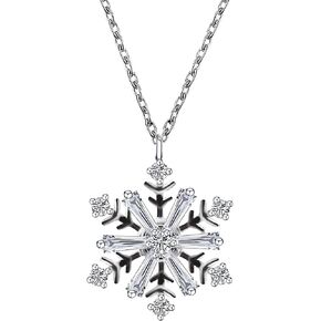 Snowflake Necklaces for Women I 18K White Gold Lab Created Diamond Moissanite Necklaces I 925 Sterling Silver Choker Cham Necklace with Pendant I 17-20" Adjustable Length