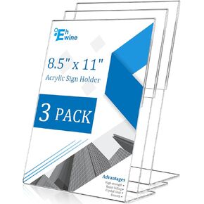 EHWINE 6 Pack 8.5 x 11 Acrylic Sign Holder, Clear Plastic Signs Display Stand, Vertical Slanted Back Paper Holder Stand up Table Top Sign Holders Flyer Stand Frames Suitable for Office Business Store