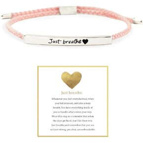 Just Breathe Bracelet for Women, Stainless Steel Healing Bracelet, Inspirational & Heart felt Gift