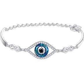 MONGAS Evil Eye Bracelet Sterling Silver Infinity Evil Eye Bracelet Evil Eye Jewelry for Women