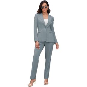 Women's Suits for Work Professional, 2 Piece Office Work Suit Set, Slim Fit One Button Blazer Jacket and Pants Set