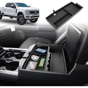 صينية تنظيم وحدة التحكم المركزية متوافقة مع الملحقات الداخلية لصندوق تخزين مسند الذراع 2023 2024 Ford F250 F350 F450 F550 (صينية تخزين نصف الحجم) in Kuwait