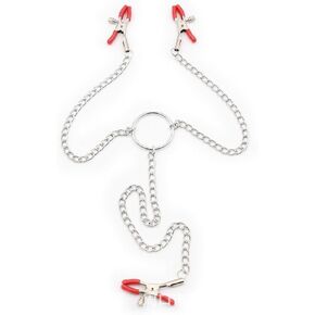 Nipple Clamps with Stainless Steel Body Chain for Women Adjustable Pressure Nipple Clamp Non Piercing Body Jewelry for Mens Women Faux Body Jewelry