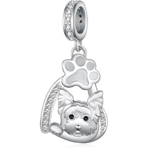 Yorkie Gifts Sterling Silver Yokie Charms for Bracelet Yorkie Dog Jewelry for Women Men