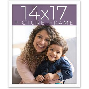 14x24 Frame White Real Wood Picture Frame Width 0.75 Inches | Interior Frame Depth 0.5 Inches | Bianca Mid Century Photo Frame Complete with UV Acrylic, Foam Board Backing & Hanging Hardware