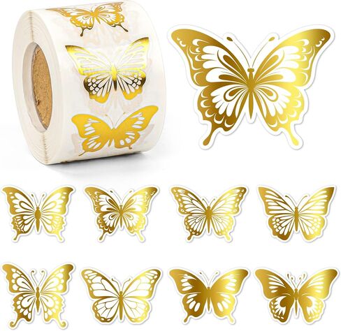 Lesnala 800Pcs Butterfly Sticker Butterfly Stickers for Crafts Butterfly Gold foil Stickers Self-Adhesive Butterfly Label Sticker for Wedding Party Gift Wrap Envelope Seals Invitation Card (8 Styles) in Saudi Arabia
