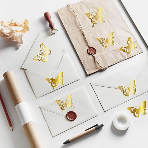 Lesnala 800Pcs Butterfly Sticker Butterfly Stickers for Crafts Butterfly Gold foil Stickers Self-Adhesive Butterfly Label Sticker for Wedding Party Gift Wrap Envelope Seals Invitation Card (8 Styles) in Saudi Arabia