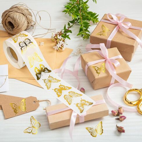 Lesnala 800Pcs Butterfly Sticker Butterfly Stickers for Crafts Butterfly Gold foil Stickers Self-Adhesive Butterfly Label Sticker for Wedding Party Gift Wrap Envelope Seals Invitation Card (8 Styles) in Saudi Arabia