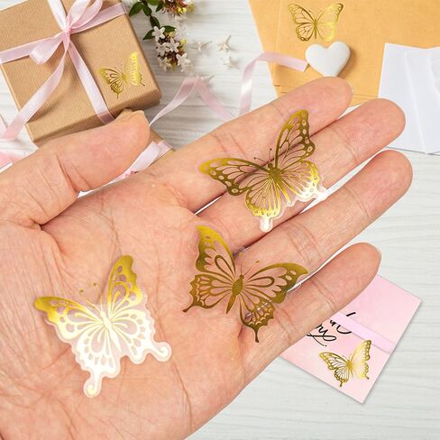 Lesnala 800Pcs Butterfly Sticker Butterfly Stickers for Crafts Butterfly Gold foil Stickers Self-Adhesive Butterfly Label Sticker for Wedding Party Gift Wrap Envelope Seals Invitation Card (8 Styles) in Saudi Arabia