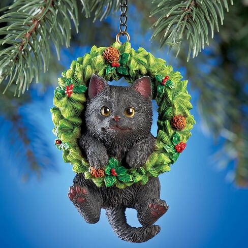 Collections Etc Hand Painted Pet-in-Wreath Hanging Christmas Tree Ornament in Saudi Arabia