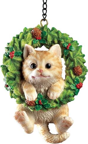 Collections Etc Hand Painted Pet-in-Wreath Hanging Christmas Tree Ornament in Saudi Arabia