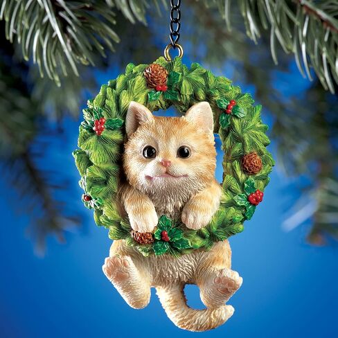 Collections Etc Hand Painted Pet-in-Wreath Hanging Christmas Tree Ornament in Saudi Arabia