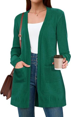 BB&KK Cardigan Sweaters for Women Trendy Ribbed Long Sleeve Open Front Knit Casual Fall Outwear Duster with Pockets in Saudi Arabia