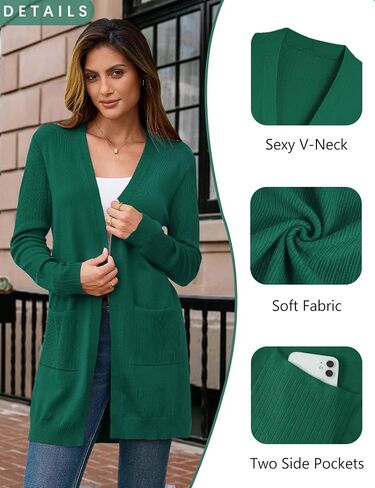 BB&KK Cardigan Sweaters for Women Trendy Ribbed Long Sleeve Open Front Knit Casual Fall Outwear Duster with Pockets in Saudi Arabia