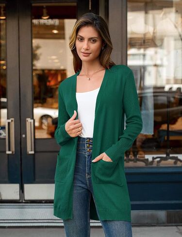 BB&KK Cardigan Sweaters for Women Trendy Ribbed Long Sleeve Open Front Knit Casual Fall Outwear Duster with Pockets in Saudi Arabia